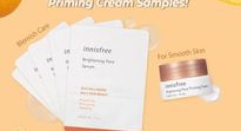 Innisfree Singapore free brightening pore serum and priming cream cream sample at Jem only