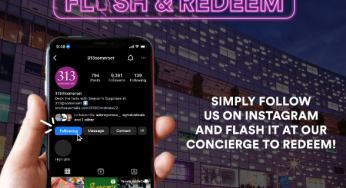 313 Somerset free $5 Grab voucher when you follow 313 Instagram till 30 Nov
