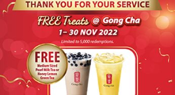 Safra Singapore x Gong Cha free beverage at selected stores till 30 Nov