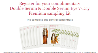 Clarins Singapore free Double Serum & Double Serum Eye 7 days premium sample trial