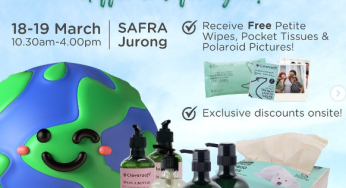 Cloversoft free petite wipe pocket tissue and polaroid picture Safra Jurong 18 to 19 March