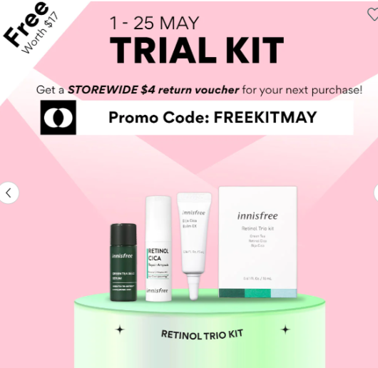 Innisfree free retinol trio trial kit pay only shipping fee I Love Freebies
