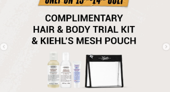 Kiehls free hair and body trial kit store reopening at Ion 13 July